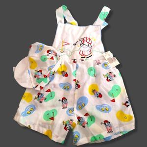 Vintage golf dog puppies colorful overalls shorts and hat set